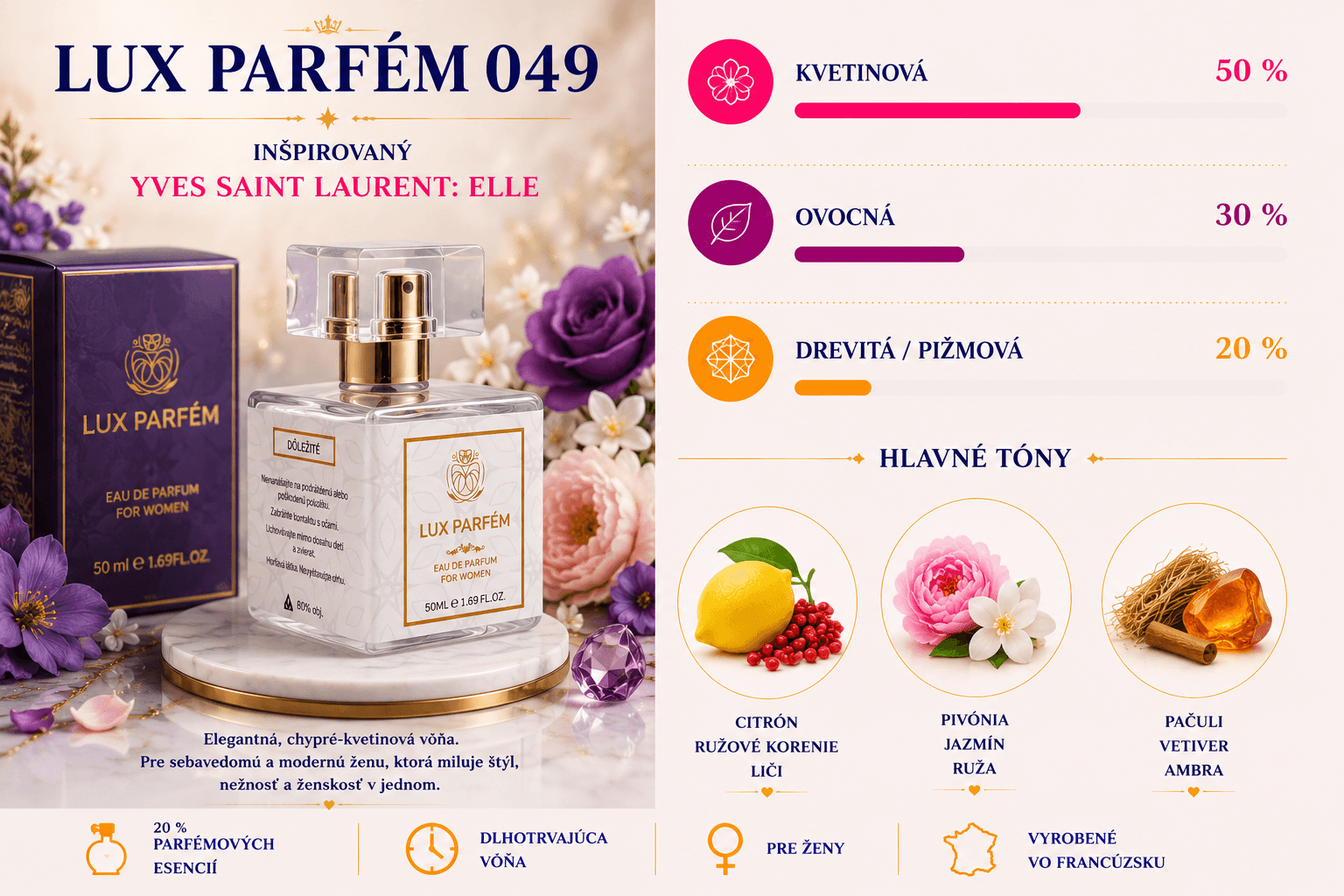 Lux Parfém 049 – Inšpirovaný Yves Saint Laurent: Elle